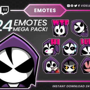 Twitch emotes, twitch sub emotes, discord emotes, text emotes, hooded emotes, hooded text emotes, cute emote, chibi emotes pack, discord