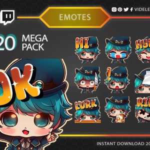 Twitch emotes, twitch sub emotes, discord emotes, text emotes, wizard emotes, cute emotes, kawaii twitch emotes, magician emote, chibi emote