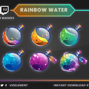 Insignes secondaires Twitch de potion arc-en-ciel : thème aquatique (téléchargement numérique)
