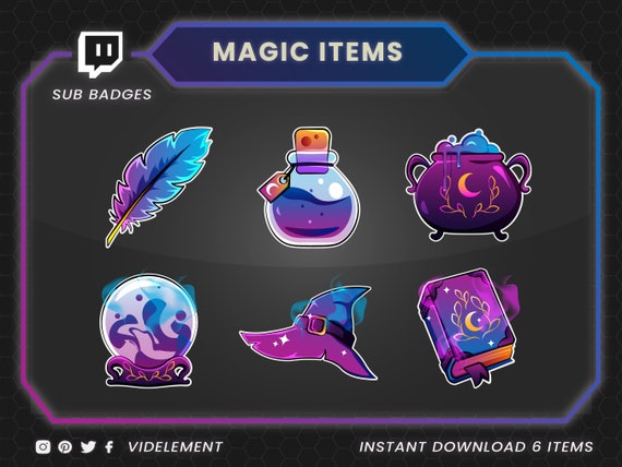 Magic Sub Badges, Book Sub Badges, Twitch Hat Sub Badges, Twitch