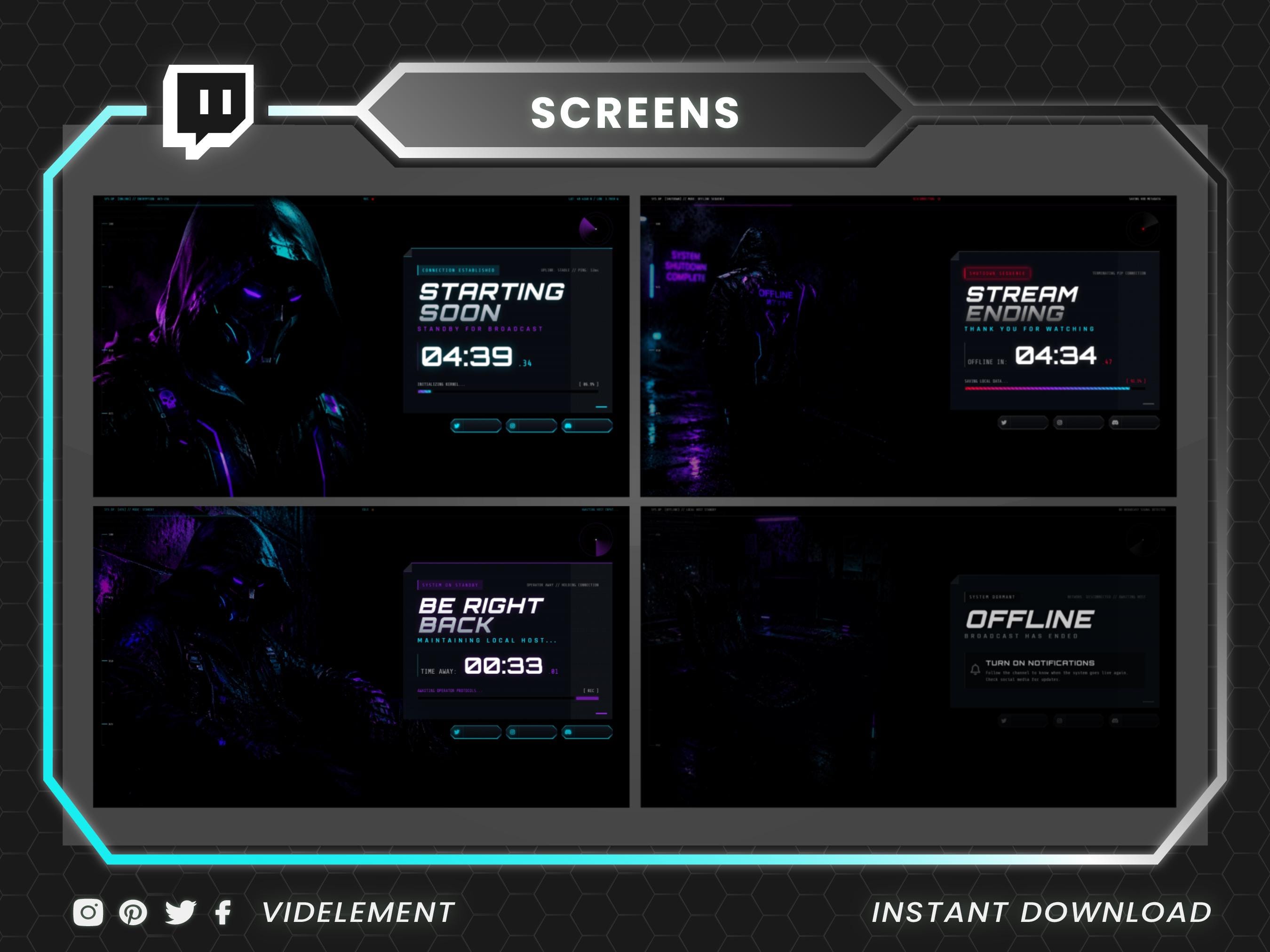 Hooded Mask Cyberpunk Stream Bundle (260+ Assets): Stream Overlay ...