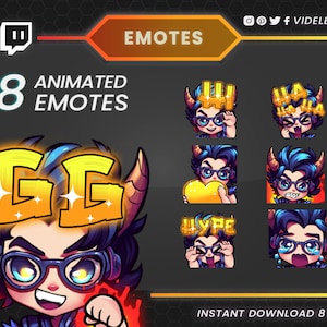 Animated emotes, twitch emotes, discord emotes, twitch sub emotes, dragon emotes, boy emotes, wizar emote, dancing emotes, GG emote, discord