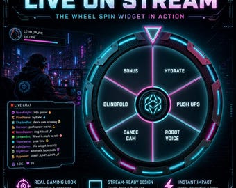 Wheel Spin Stream Widget for Twitch, Kick & YouTube | OBS Browser Source, Chat Commands, Rewards, Giveaway Stream Tool