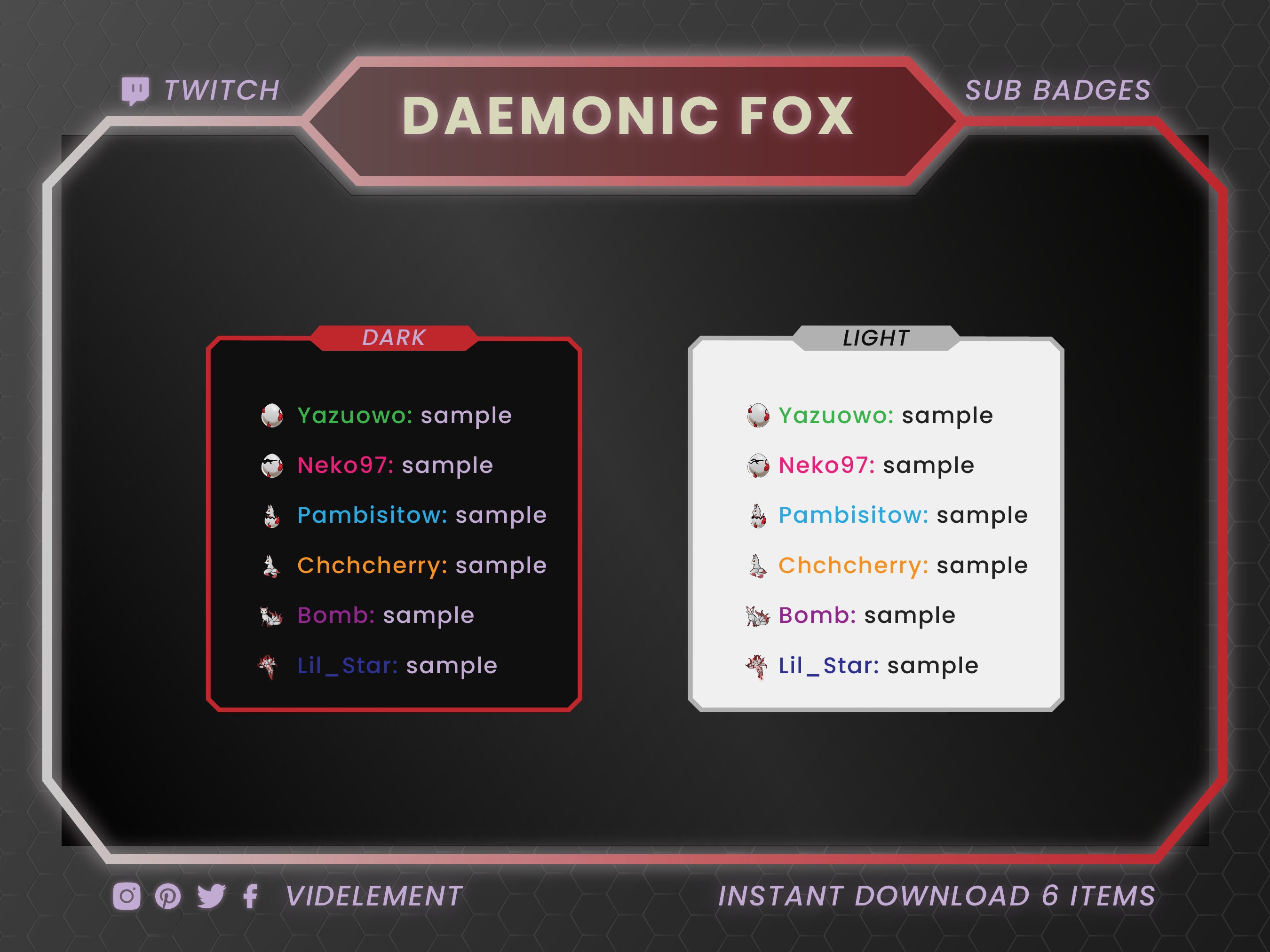 Daemonic Fox Sub Badges Twitch Sub Badges Twitch Badges - Etsy