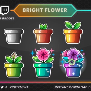 Insignias de subreddit de Bright Flower, insignias de subreddit de Twitch, insignias de bit de Twitch, insignias de rosas de Twitch, insignias de subreddit de hojas, insignias de subreddit de plantas, insignias de subreddit de pétalos