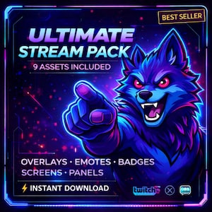 Kolekcja Ultimate Stream Pack: nakładki Twitch, emotikony, odznaki
