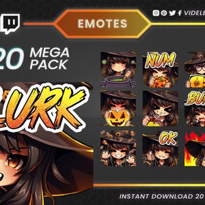 Twitch emotes, twitch sub emotes, discord emote, witch emotes, halloween emotes, text emotes, sorceress emotes, hat emote, magic emote, emot