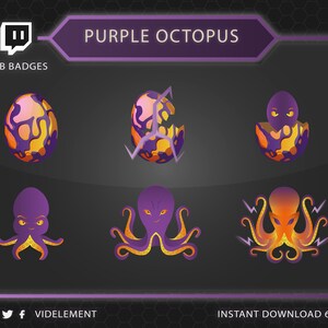 Octopus  sub badges, twitch sub badges, twitch badges, animal sub badge, sub badges twitch, badges twitch, twitch bit badges, creature badge