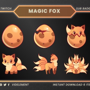 Magic Fox sub badges, twitch sub badges, twitch badges, twitch sub badge, sub badges twitch, badges twitch, twitch bit badges, sub badge fox