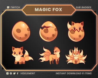 Magic Fox Twitch Sub Badges: Evolving Spirit Animal (Digital Download)