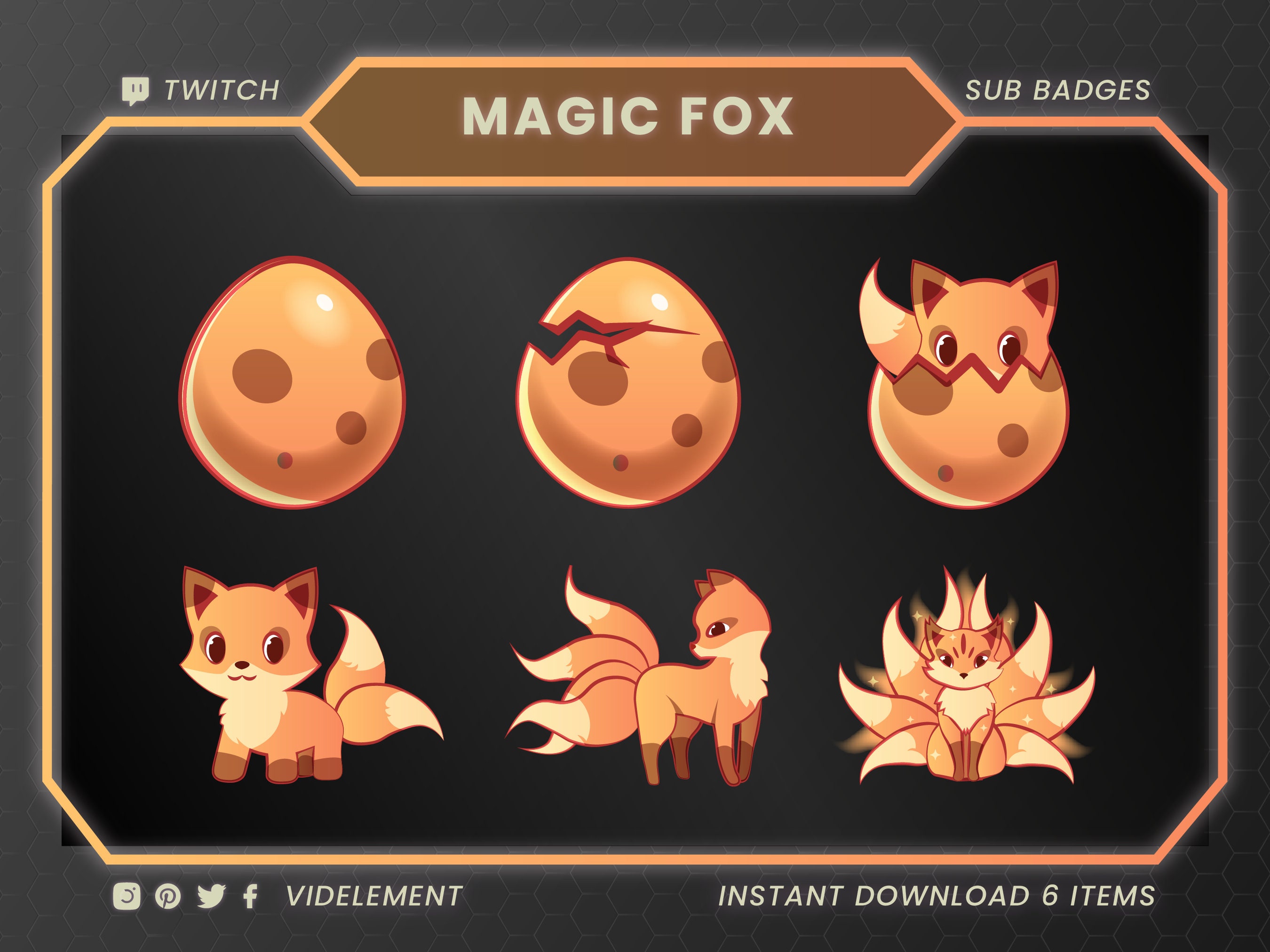 Magic Fox Sub Badges Twitch Sub Badges Twitch Badges Twitch 