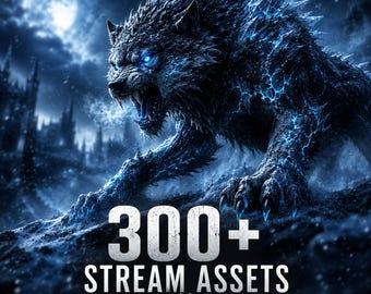 Twitch Stream Package, Animated Overlay Bundle, 300+ Stream Assets, Ice Wolf Stream Bundle, Alerts, Panels & Badges for OBS