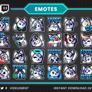 Wolf-emotes, Twitch-emotes, sub-emotes twitch, onenigheid, tekst-emotes, tekst-emote wolf, twitch-emote wolf, chibi-emote, muzikant-emote