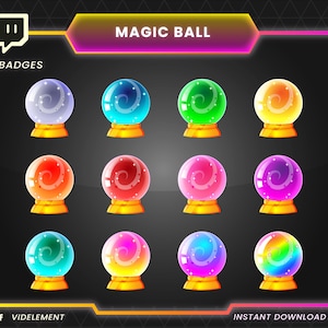 Twitch bit badges, Magic bit badges, Twitch Magic badges, Twitch sub badges, Ball bit badges, Tarot bit badges, Magic ball badges