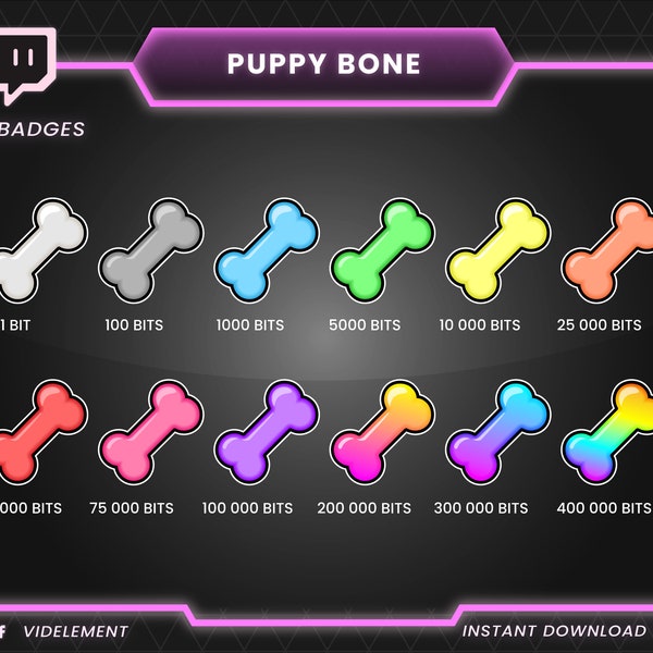 Twitch bit badges Bone | Twitch badges, Twitch sub badges, bit badges Puppy Bone, bit badge wolf, bit badge dog, bit badge doggy, badge bone