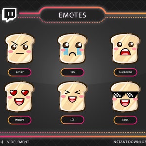 Bread emotes | Emotes for Twitch | Twitch emotes, Discord emotes, Chibi emotes, Subscriber emotes, Streamer emotes, Emote pack, Twitch emote
