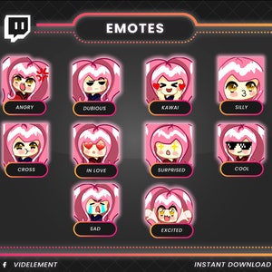 Emotes for Twitch | Twitch emotes, Discord emotes, Chibi emotes, Subscriber emotes, Streamer emotes, Anime Emotes, Emote pack, Twitch emote