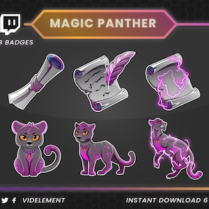 Magic sub badges, Panther sub badges, twitch sub badges, twitch badges, twitch bit badges, badges twitch, purple bit badges, cat sub badges
