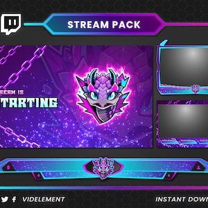Pack de diffusion, superpositions Twitch, emotes Twitch, sous-badges Twitch, panneaux Twitch, écrans Twitch, transition Twitch, boîte de discussion Twitch, Discord