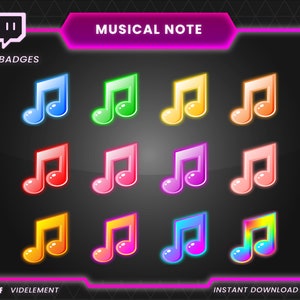 Musical note sub | Twitch bit badges, Musical bit Badges, Note bit badges, Note sub badges, Dancing bit badges, cute bit badges