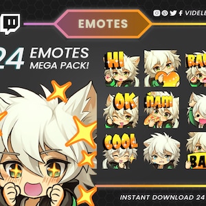 Twitch emotes, twitch sub emotes, boy emotes, text emote, anime emotes, manga twitch emotes, chibi emotes, cute emotes, wolf emotes, Discord