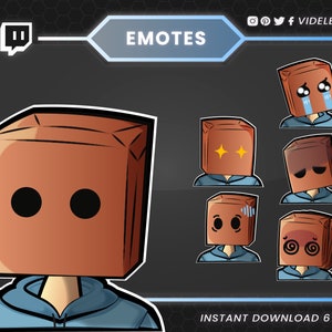 Twitch emotes, Discord emotes, twitch sub emotes, cute emotes, boy emotes, anime emote, chibi emote, box emotes, meme twitch emotes, discord