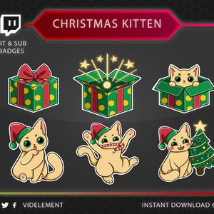 Christmas sub badges, gift sub badges, cat sub badges, fox sub badges, cat bit badges, box bit badges, sub badges twitch,  pet sub badges