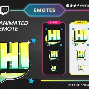 Hi Emote Animated Emote, Twitch Emote, Discord Emote, Twitch Sub Emote