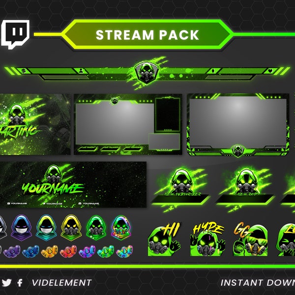 Gói Stream, Webcam hoạt hình, Tấm Twitch, Twitch Alert, Twitch Chatbox, Overlay Overlay, Twitch Overlay, Hoạt hình hoạt hình, Huy hiệu Sub Twitch Sub