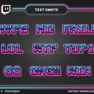 Twitch text emote | text emotes, twitch emotes, discord emotes, Lol emote, GG emote, WTF emote, Omg emote, Hi emote, Hype emote, emote pack