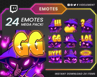 Magician emotes, twitch sub emotes, text emotes, anime emotes, wizard emotes, magic twitch emotes, cool emote, chibi emote, discord emotes