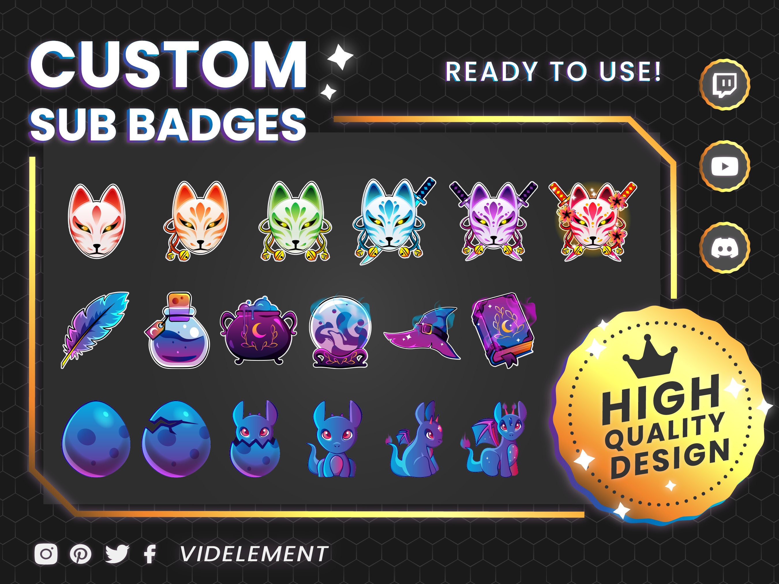 Custom Twitch Badges Twitch Sub Badges Discord Badges 