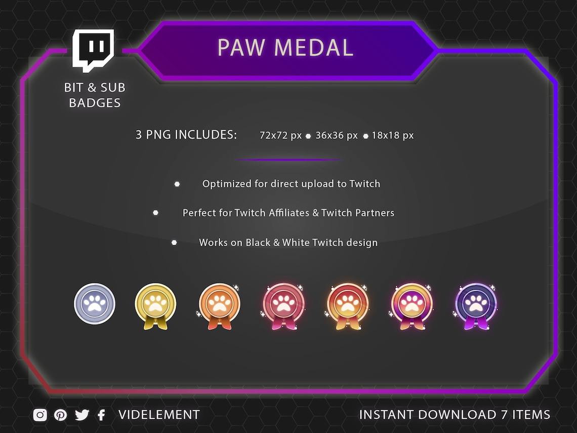 Cat Paw Sub Badges, Twitch Sub Badges, Twitch Bit Badges, Twitch Badges ...