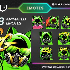 Wolf animated emotes, twitch emotes, discord emotes, twitch sub emotes, GG emote, Lol emote, Hype emote, Hi emote, Bye emote, Love emote