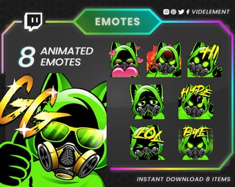 Green Wolf Animated Emotes: Twitch/Discord Stream Pack (Digital Download)