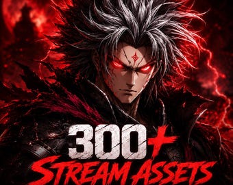 Twitch Stream Package, Animated Overlay Bundle, 300+ Stream Assets, Anime Emotes, Alerts, Panels & Badges for OBS