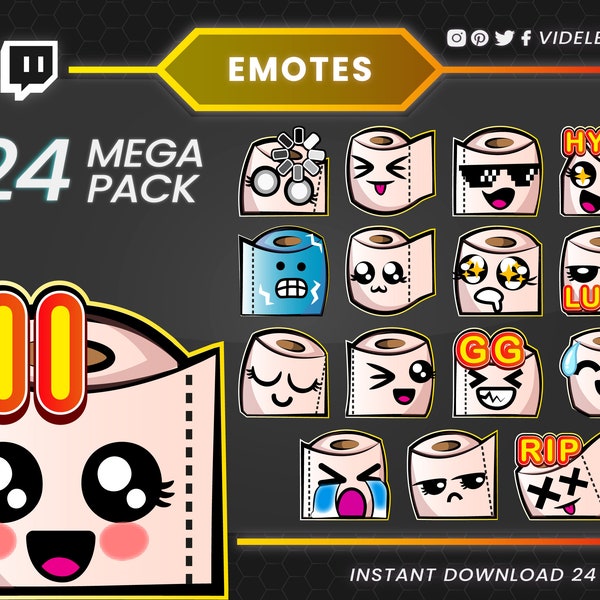 Toilet Paper Emotes, twitch emotes, emotes twitch, discord emotes, cute emotes, cool emotes, text emotes, cute text emotes, poop emote