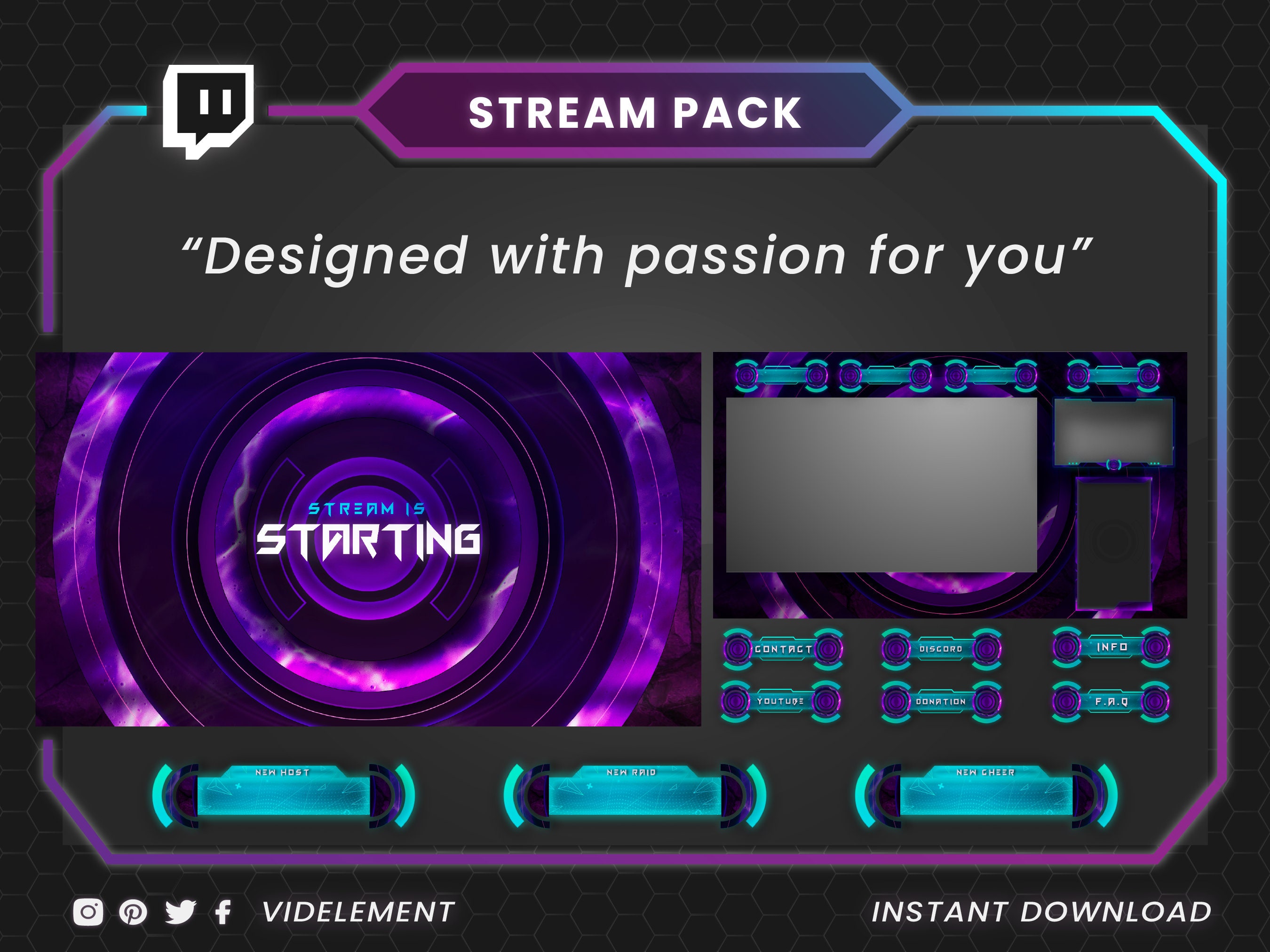Twitch Animated Stream Pack | Stream Overlay, Stream Pack, Animated ...
