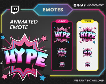 Animated Hype Emote, Twitch emotes, text emote, emote twitch, discord emote, kick emote, anime emotes, cute emotes, emote pack, chibi emotes