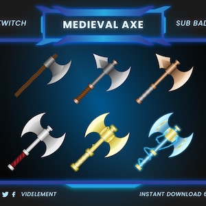 Medieval Axe sub badges, twitch sub badges, twitch badges, twitch sub badge, sub badges twitch, badges twitch, twitch bit badges, discord