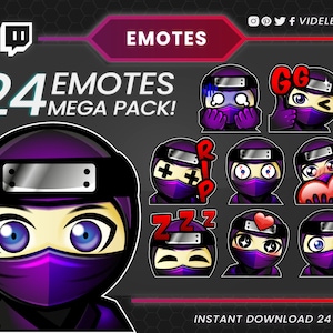 Twitch emotes, twitch sub emotes, discord emotes, text emotes, anime emotes, nija text emotes, chinobi emotes, cute emote, chibi emotes pack