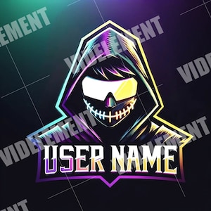 Twitch logo, gaming logo, logo design, boy logo, stream logo, vtuber logo, discord logo, youtube logo, tiktok logo, neon logo, mask logo