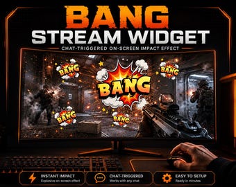 BANG Stream Command Widget for StreamElements, OBS Browser Source Alert, Chat Triggered Animated GIF Effect, Screen Shake Fx