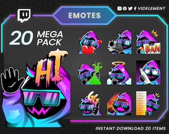 20 Neon Hoodie Emotes: Elevate Your Gaming Chats and Streams with Animated Expressions for Twitch, Discord, and More!