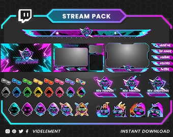 Twitch overlays, animated webcam, twitch emotes, twitch sub badges, twitch panels, twitch screens, twitch transition, twitch chat box