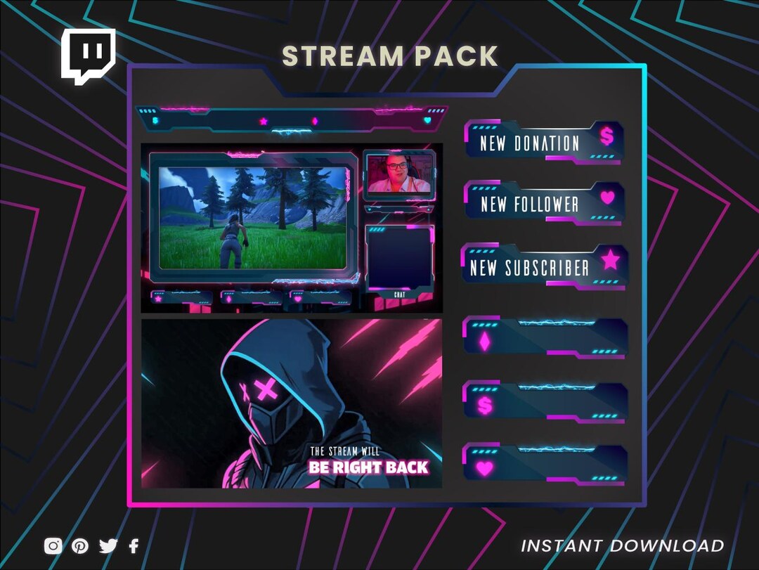 Stream Overlay Animated, Neon Twitch Overlays, Stream Overlay Twitch ...