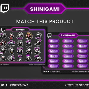 Twitch panels, reaper twitch panels, purple twitch panels, anime twitch panels, shinigami panels, info twitch panels, neon panels image 5