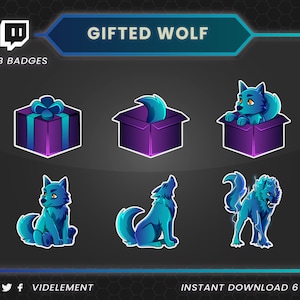 Begabte Wolf Twitch Sub Badges: Tier Badges (6 Teile)