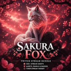 Twitch Stream Package, Animated Overlay, Stream Overlays, Twitch Overlays, Fox Stream Overlays, Sakura Stream Overlays, 300+ Stream Assets