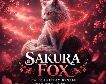 Twitch Stream Package, Animated Overlay, Stream Overlays, Twitch Overlays, Fox Stream Overlays, Sakura Stream Overlays, 300+ Stream Assets